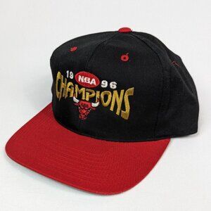Vtg Chicago Bulls Mens Snapback Hat 1996 Champions Spellout Jordan NBA Cap